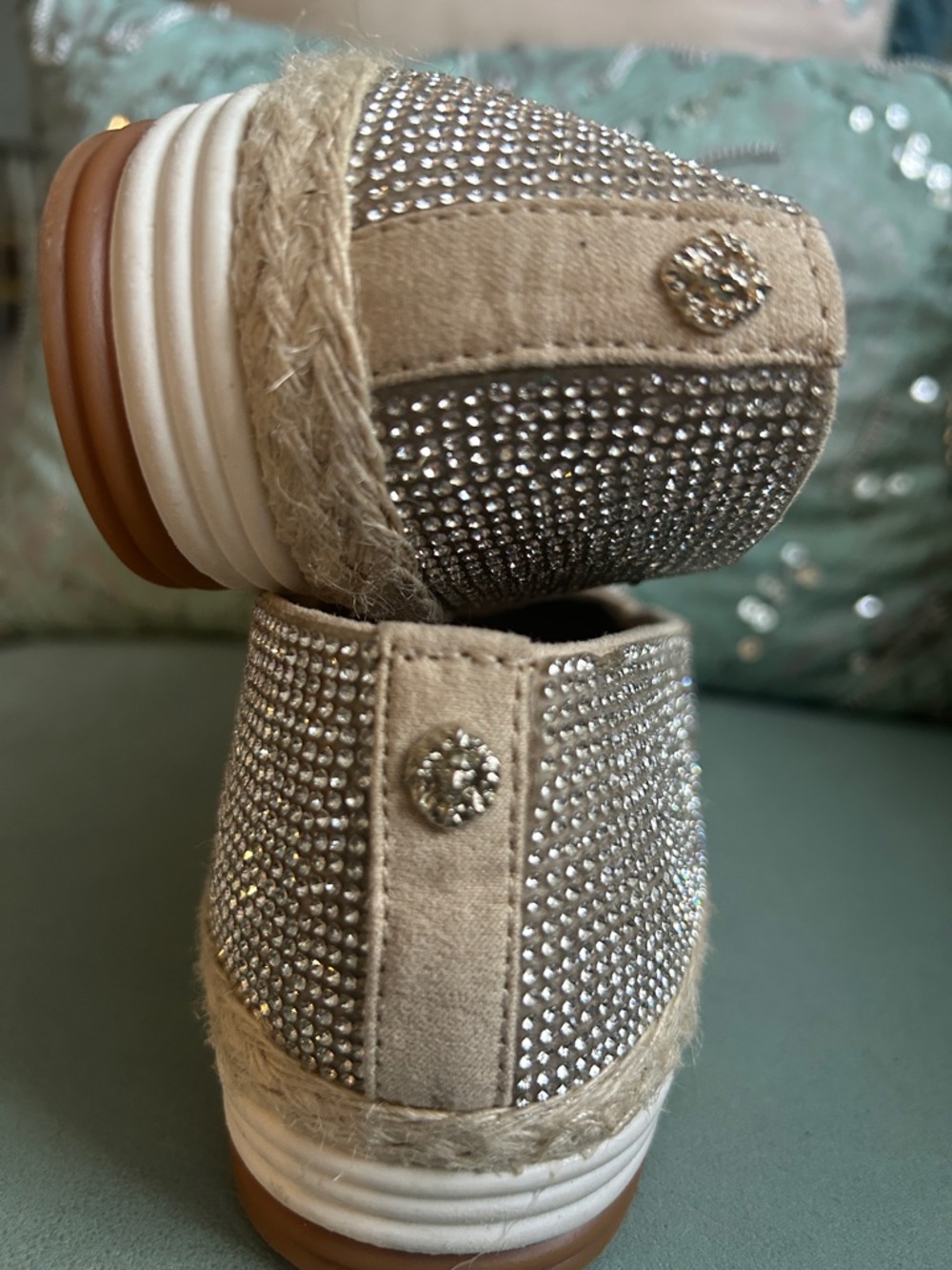 Anne Klein Women's Sparkle i flex Espadrille Slip-Ons in Silver Size 9.5 - Picture 4 of 6